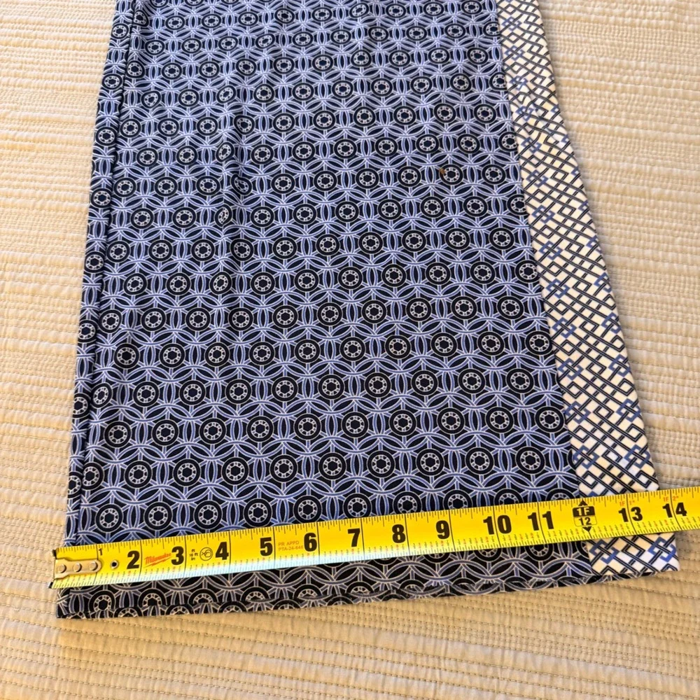 Chicos Women's Wide Leg Pants Blue Geometric Medallion Print Side Stripe Size 2